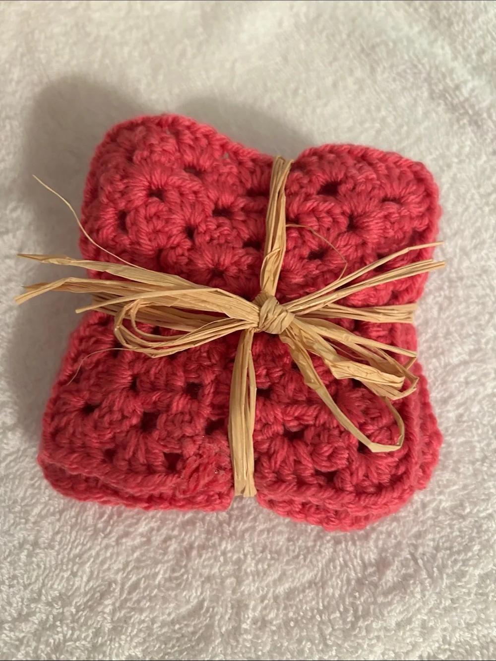 Handcrafted hot pink Crochet coasters - Set of 4